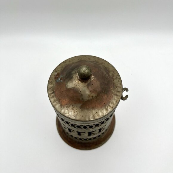 Vintage 50s MCM Silverplate & Cobalt Blue Liner Coffee Canister Art Deco Moorish - Picture 5 of 7